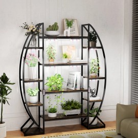 70 Inch Tall Indoor Plant Rack Flower Stand with Plant Grow Lights Storage Standcolor: Brown, Size: 125x30x177cm
