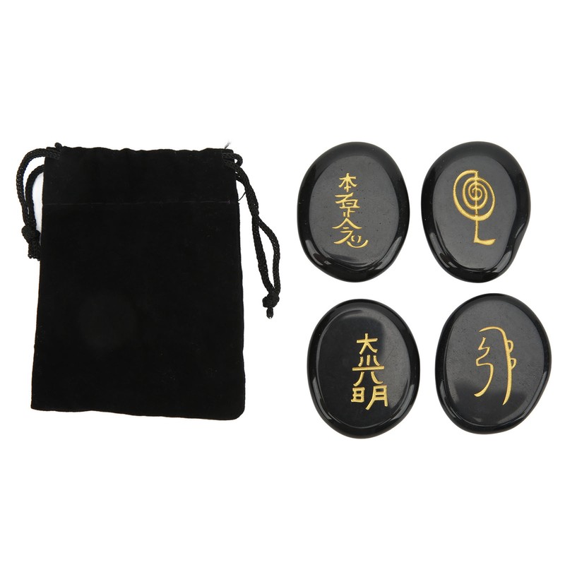 4Pcs Reiki Symbols Stones Smoother Surfaces Engraved Reiki Stones for