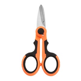 1Pcs Orange Electrician Scissors, Non Slip Serrated Edge Scissors with Heavy Duty Stainless Steel Sharp Blades, Fishing Line Scissors for Fishing Trimming