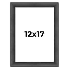 12x17 Frame Black Picture Frame - Complete Modern Photo Frame Includes UV Acrylic Shatter Guard Front, Acid Free Foam Backing Board, Hanging Hardware Wood Wall Frames for Family Photos - no Mat
