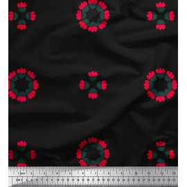 Soimoi Black Rayon Fabric Artistic Flower Printed Craft Fabric BTY 42 Inch Wide