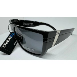 Carve Porto Gloss Black Frame Polarized Lens Size 47mm Sunglasses NEW