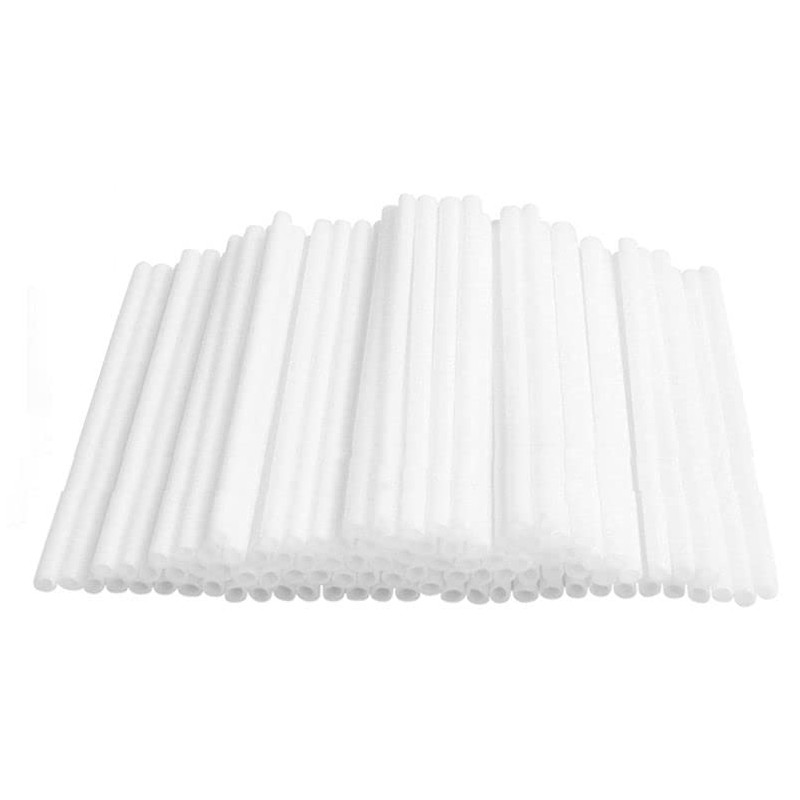 200pz Palitos para paleta de plástico 11cm blanco estriado brocheta