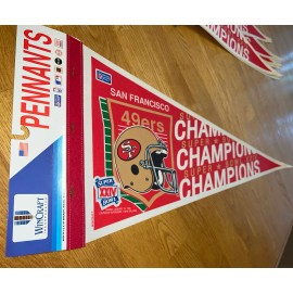 1990 SAN FRANCISCO 49ERS Super Bowl XXIV Champions Full Size  Pennant RARE