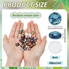 PH PandaHall 50 Styles Flower Glass Cabochons 12mm Floral Pattern Oval Glass Cabochons Flower Printed Cabochon Vintage Mosaic Tiles for Photo Pendant Earring Necklace Keychain Jewelry Making