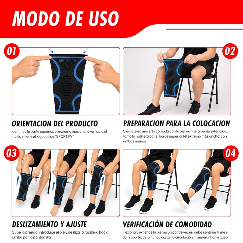 SPORTIFY - 2 Rodilleras de Compresión Ortopedicas para Dolor de