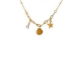Shell Starfish Charm Gold Necklace Women Dainty Chain Choker Necklace