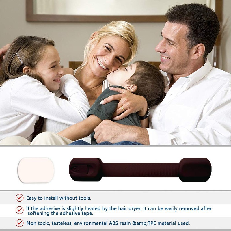 8 Pack Brown Child Safety Cabinet Locks - Viaky Adjustable