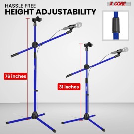 5 Core Microphone Stand Floor Height Adjustable w Extending Telescoping Boom Arm