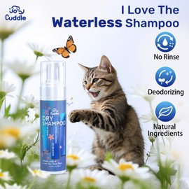 Waterless Cat Shampoo - No Rinse Foam Cat Bath | Licking Safe Dry Shampoo for Dander Reducing | pH Balanced (7 oz) for Kitten Sensitive Skin | Deep Cleansing Relieves Itchy Skin & Shedding