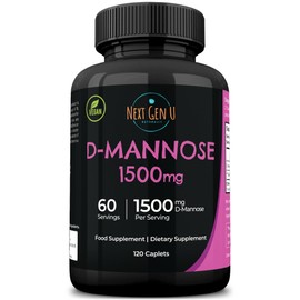NGU Next Gen U D Mannose - 1500 mg - Health Food Supplement - 120 Vegan Caplets - Helps Support a Healthy Urinary Tract & Bladder - by NextGenU
