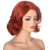Short Copper Red Wig for Women Auburn Wavy Synthetic Hair