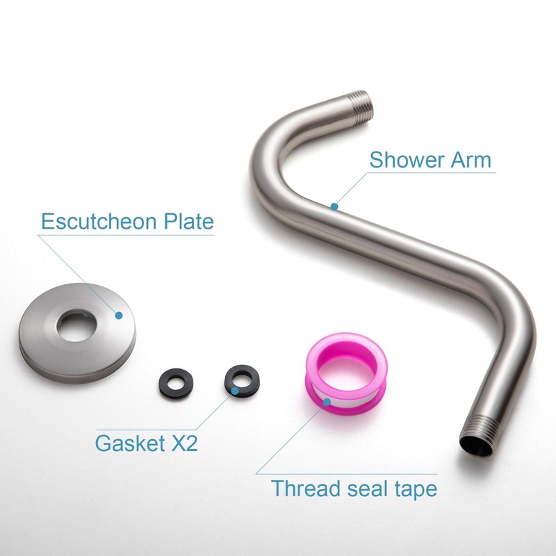 OFFO Shower Head Extension Arm 8 in, Brushed Nickel S
