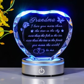 Movdyka Birthday for Grandma from Granddaughter Unique, Crystal Keepsake Best Grandmother Gifts on Christmas Thanksgiving Day with Colorful Base