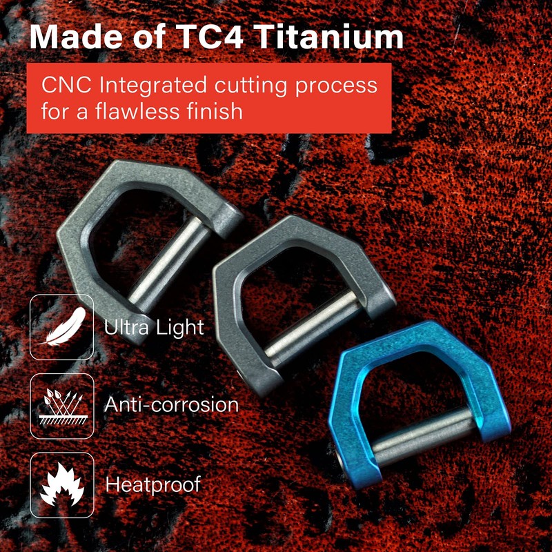 [MecArmy] CH2 Titanium D Shape Key Ring Utility Key Ring