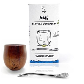 YVY MATÉ Premium Starter Set for Maté | Natural Wood Calabash & Stainless Steel Bombilla | Preparation Manual Included