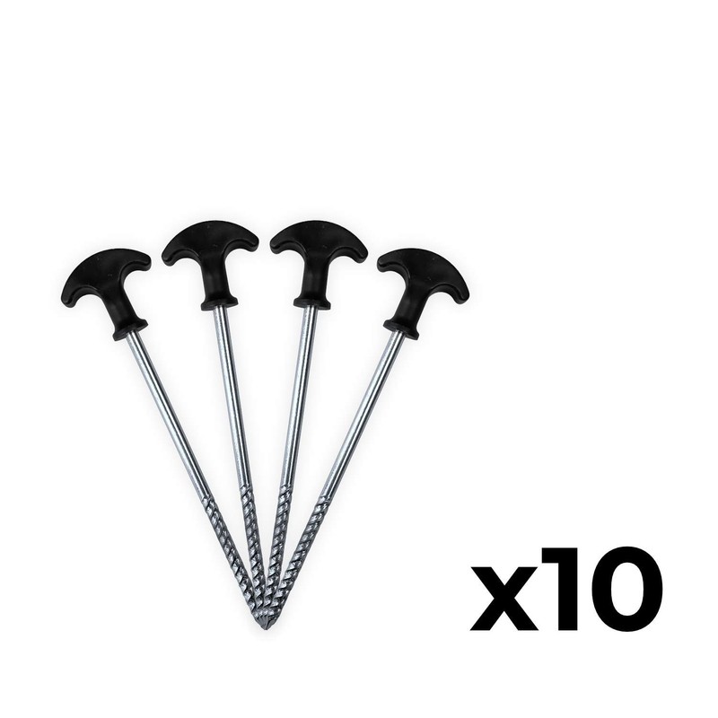 KCT 10 pc Heavy Duty Bivvy Tent Camping Screw Pegs