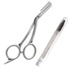 2 Pcs Eyebrow Scissors and Brush Kit Stainless Steel Trimmer