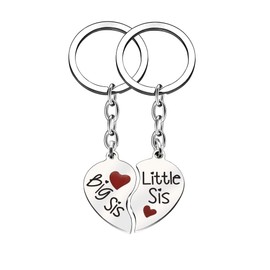 Sister Key Chain Ring Christmas Gifts Family Jewelry Set 2pcs Stainless Steel - Big Little Sister