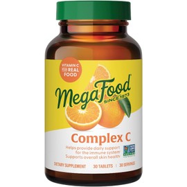 MegaFood Complex C - Vegan Vitamin C Immune Support Supplement, Vitamin C Supplement Made with Real Food Including Orange, Cranberry & Brown Rice, Gluten-Free - 30 Tablets, 30 Servings