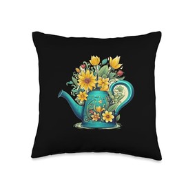 Watering Can with Flowers Blooming Watering Can Costume Throw Pillow, 16x16, Multicolor