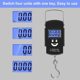 Nutabevr Luggage Scales with Hooks, High Precision Kitchen Digital Suitcase Scale, Max 50 kg / 110 lb Portable Hanging Scale with LCD Display and One Button Tare Function, for Shopping, Postexpress,