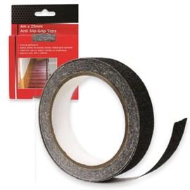 4m x 25mm Anti Slip Tape - Strong Adhesion Grip Tape, Sticks to Wood, Stone, Metal, Cement and More, Non Slip Rubber Strips for Stair Treads, Anti Slip Decking Strips