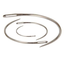 JUNYY 4 Pcs/Set Heavy Duty Durable Curved Leather Hand Sewing Needles Repairing Weaving Crafts Sewing Needles Set(Silver)