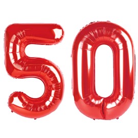 40 Inch Red Number 50 Digital Balloon,Jumbo Mylar Foil Helium Balloon for 50 Balloons for Birthday Party,Wedding Anniversary Party Decorations