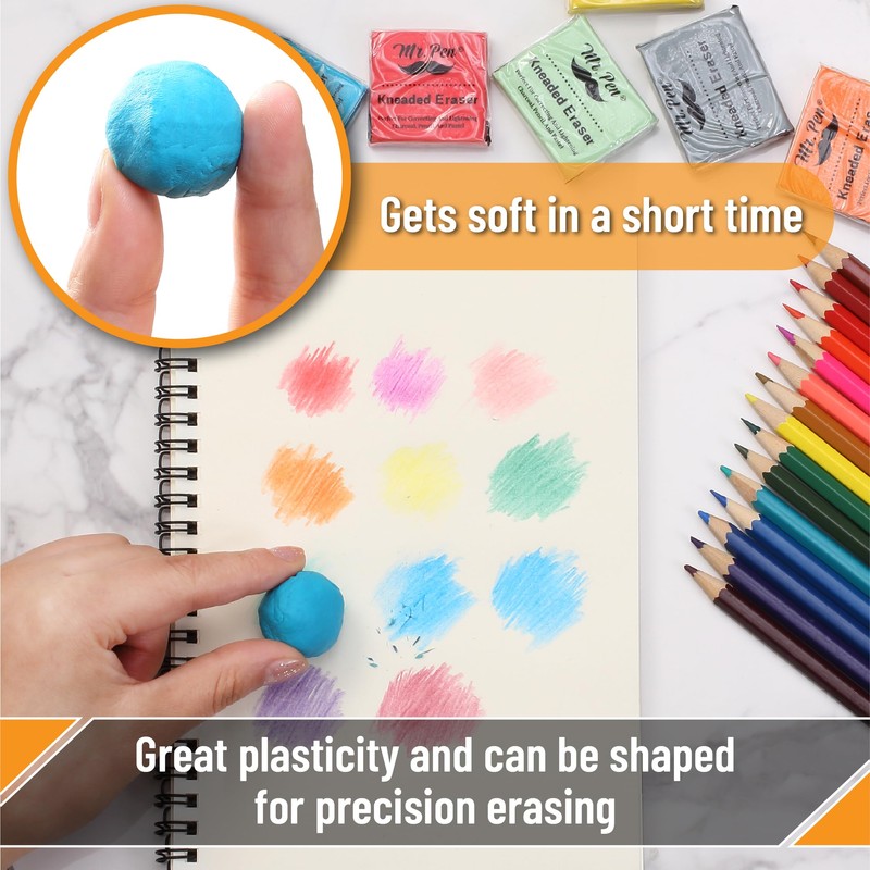 Mr. Pen- Kneaded Eraser Bulk, 18 Pack, Colorful, Kneaded Erasers