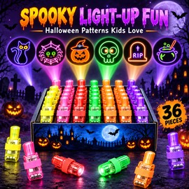 Halloween Finger Projector Lights, 36PCS LED Party Favors for Kids, Spooky Pattern Finger Flashlights, Goodie Bag Stuffers for Trick or Treat, Classroom Prizes, Party Games