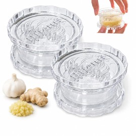 Garlic Chopper 2 Pack, Manual Garlic Twister & Mincer, Clear Garlic Grinder