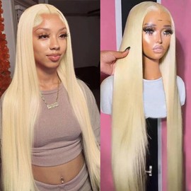 Lovestory #613 Lace Front Wigs for Black Women Long Straight Pre Plucked Synthetic Lace Front Wigs Glueless Blonde Lace Frontal Wigs Natural Hairline with Baby Hair(30Inch)
