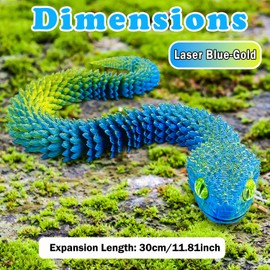 Yeefunjoy 3D Printed Snake, Articular Mobility 3D Printed Animal Fidget Toy Multi-Jointed Activity Model for Home and Office Decoration Executive Desk Bookshelf Toys Adult Kids Gifts for Stress Relief