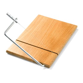 LZMS Wooden Cheese Cutting Board, Cheese Slicer Kit with Replaceable Stainless Steel Cutting Wire, Guillotine for Effortless Block Cheese, Sausage, Ham and Jerky Slicing(Beechwood)