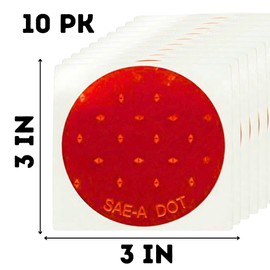 REFLECTIVE SOLUTIONS - V32 Reflective Tape - 3" Circle Red Reflector Tape - 10 Pack - DOT-C2 and SAE Certified Heavy Duty Reflective Stickers - High Reflective Tape for Cars, Trailers and Bicycles