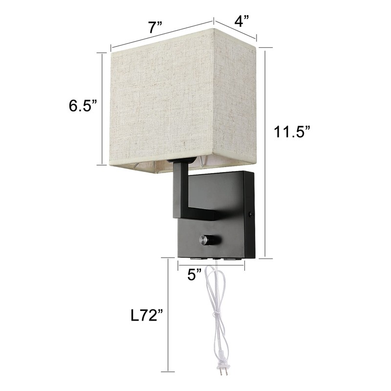 wkeessee Bedside Wall Mount Light with Dimmer Switch and Two