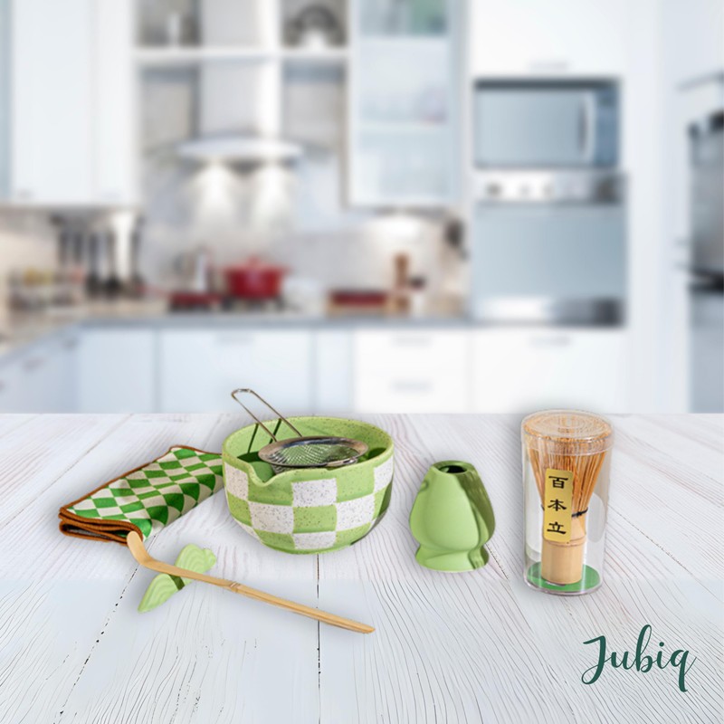 Jubiq Matcha Whisk Set - 8Pcs Ceramic Matcha Kit for