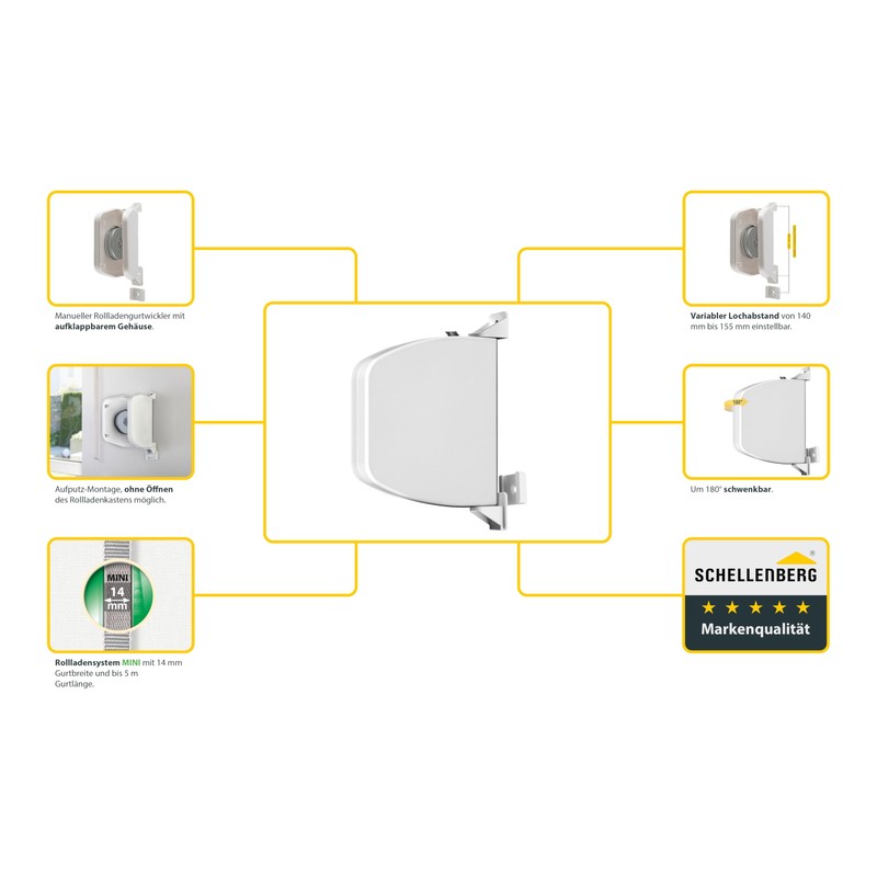 Schellenberg Screwed Coiler Mini Flexible Collapsible, White, 50153