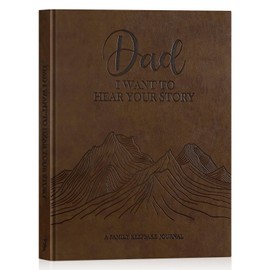 Lanpn Dad Life Story Journal with 300+ Questions, Gifts for Dad Father's Day Christmas Birthday Dads Memory Keepsake Book to Fill Out Leather Father Story Guided Journal to Share Life & Love (Brown)