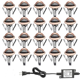 FVTLED WiFi LED Deck Lights Kit, 20 Pack D35 RGB Low Voltage LED Stair Step Light Outdoor IP65 Waterproof Recessed Deck Lighting, Work with Alexa Google Home, Bronze
