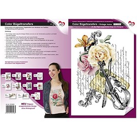Colour iron-on transfer, DIN A4, filigree without background, decorate textiles such as T-shirts and bags with iron-on motifs, iron on pictures quickly and easily, nostalgia series, DIY textile design