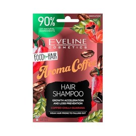 Eveline Cosmetics Food For Hair Aroma Coffee Shampoo for Weak and Brittle Hair - Revitalizing & Strengthening Formula with Natural Coffee Extract, Chili Pepper & Guarana - 20 ML