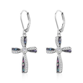 TALYKONG Cross Earrings for Women Abalone Shell Twist Dangle Drop Earrings for Women (abalone shell cross)