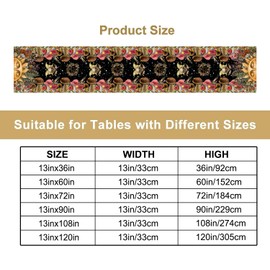Nitmbi Mushroom Table Runner,Bohemian Starry Sky Mushroom Moon Phase Pattern Table Runner for Coffee Table Dining Room Table Bedroom Party Holiday Decor 13x60inch