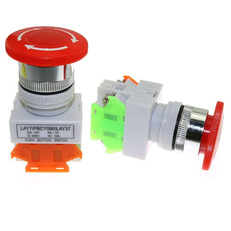 MEETOOT 2pcs Emergency Stop Push Button Switch AC 660V 10A