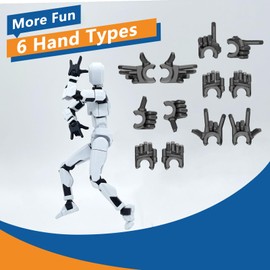 【Assembled】 T13 Action Figure Set, Giant Sword Titan 13 Robot Action Figure 3D Printed robo 13 Action Fidget Toys Dummy Figure Articulated, T13 for Collectors Desktop Decorations (White-Black)
