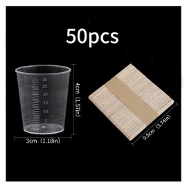 Transparent Scale Cups,Plastic Graduated Cups, 50pcs 30ml Plastic Graduated Cups with Lids Plastic Mixing Cup Reusable Measuring Cups with 50 Pack Wooden Stirring Sticks for Kitchen Cooking DIY