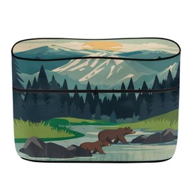 Horeset Camper RV Propane Tank Cover Heavy Duty Travel Trailer Propane Tank Cover Waterproof Mountain Brown Bear Zipper Closure Portable Outside RV Decor Exterior Accessories Fits Double 40 LB