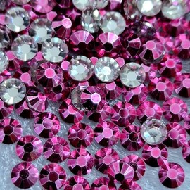 MajorCrafts 2000pcs 4mm ss16 Metallic Flat Back Round 14 Facets Resin Rhinestones Arts and Crafts Embellishment Gems (Dark Pink M03)